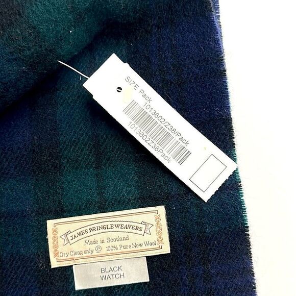 NWT James Pringle Weavers Scarf Pure New Wool Black Watch Tartan Plaid Scotland - Picture 8 of 8